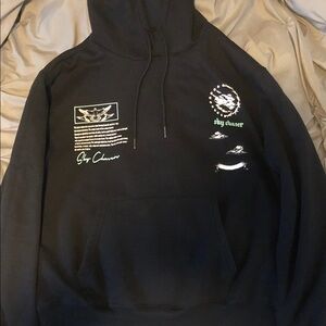 Sky Chaser Black Graphic Hoodie